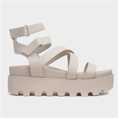 Cynthia Womens Beige Strappy Chunky Sandal