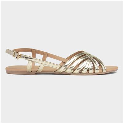 Jeni Womens Gold Strappy Sandal