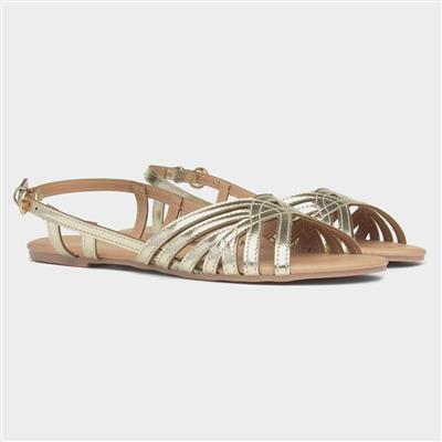 Jeni Womens Gold Strappy Sandal