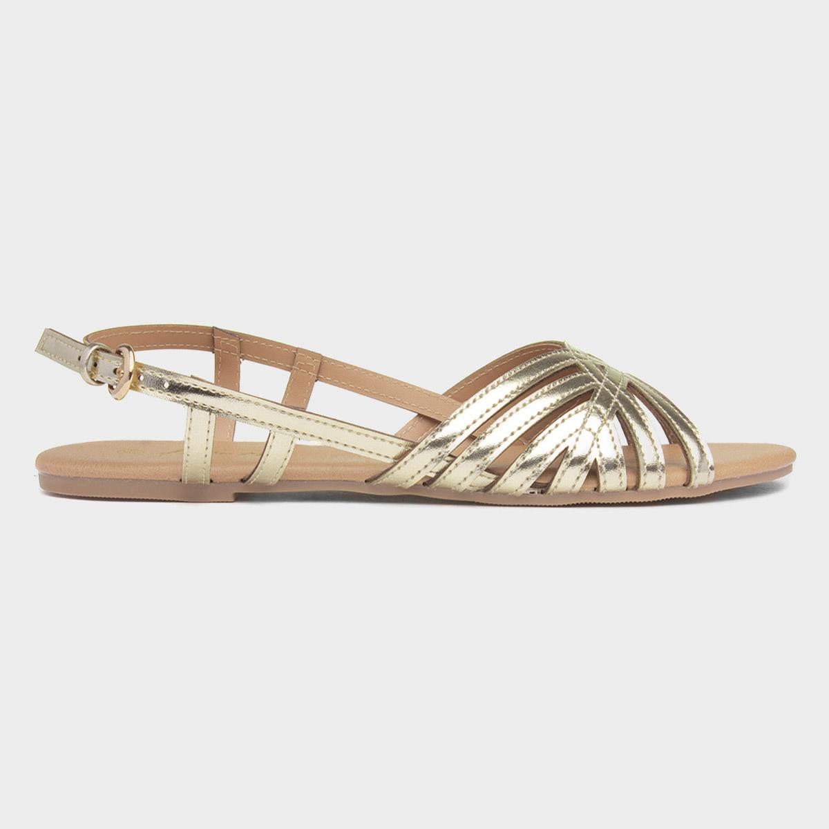 Jeni Womens Gold Strappy Sandal