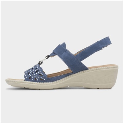 Serena Womens Navy Wedge Sandal