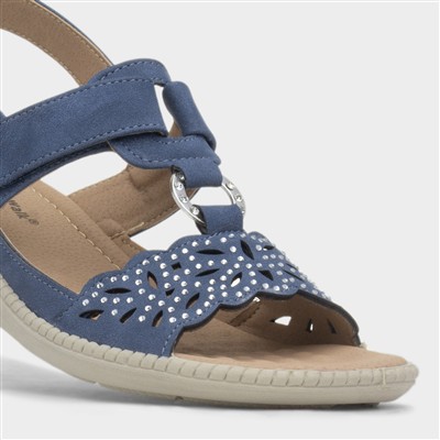 Serena Womens Navy Wedge Sandal