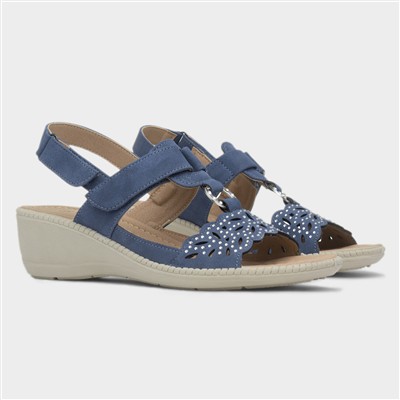 Serena Womens Navy Wedge Sandal