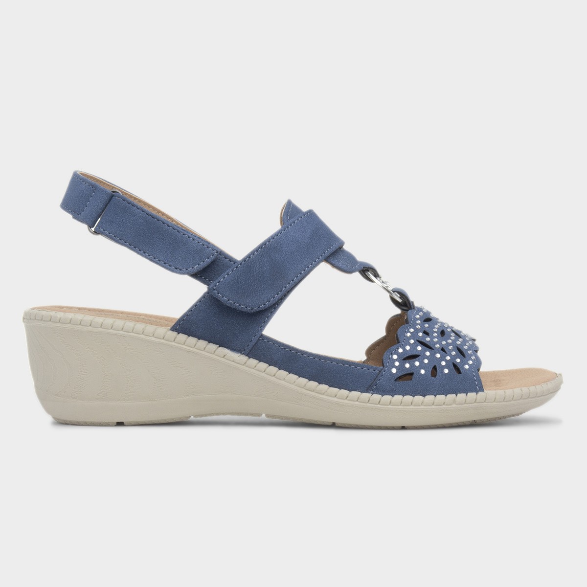 Serena Womens Navy Wedge Sandal
