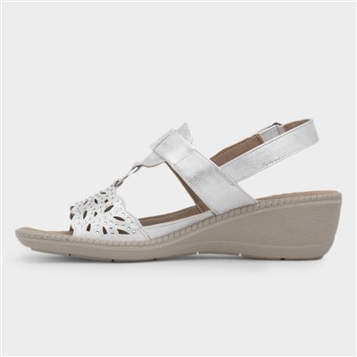 Serena Womens White Wedge Sandal
