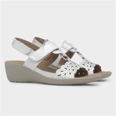 Serena Womens White Wedge Sandal