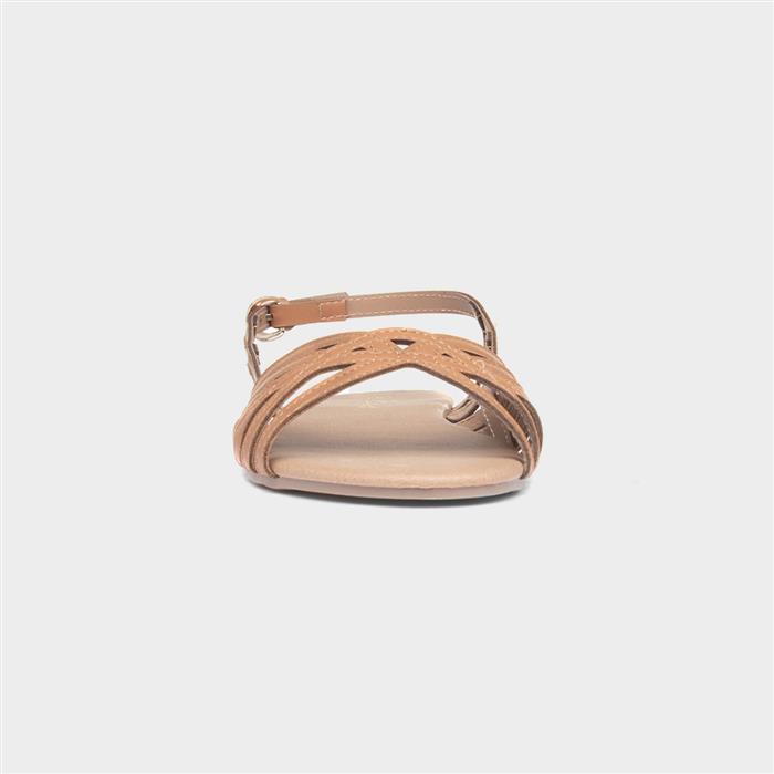 Jeni Womens Tan Wide Fit Strappy Sandal