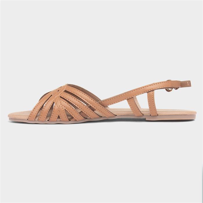 Jeni Womens Tan Wide Fit Strappy Sandal