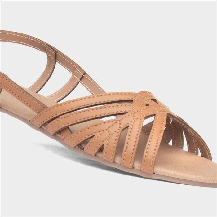 Jeni Womens Tan Wide Fit Strappy Sandal