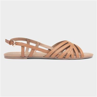 Jeni Womens Tan Wide Fit Strappy Sandal