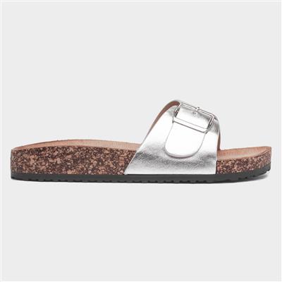 Sophie Womens Silver Buckle Mule Sandal