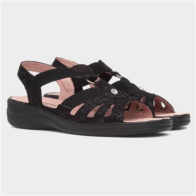 Lacy Womens Black Wedge Sandal