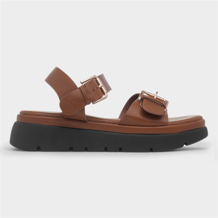 Kenzie Womens Tan Chunky Buckle Sandal