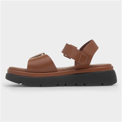 Kenzie Womens Tan Chunky Buckle Sandal