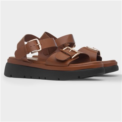 Kenzie Womens Tan Chunky Buckle Sandal