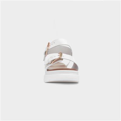 Kenzie Womens White Chunky Buckle Sandal
