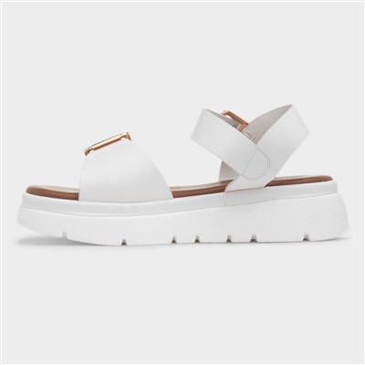 Kenzie Womens White Chunky Buckle Sandal