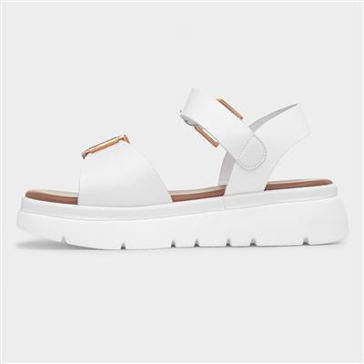 Kenzie Womens White Chunky Buckle Sandal