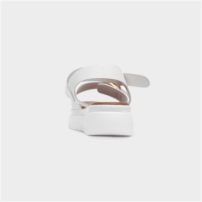Kenzie Womens White Chunky Buckle Sandal