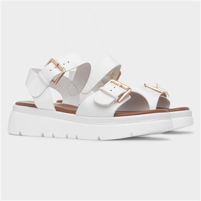 Kenzie Womens White Chunky Buckle Sandal