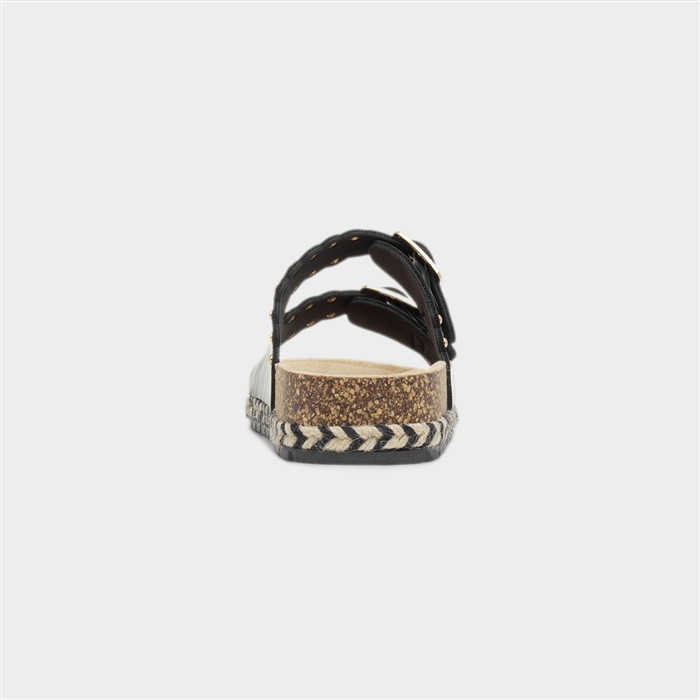 Eden Womens Black Double Buckle Mule Sandal