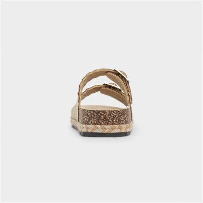 Eden Womens Tan Double Buckle Mule Sandal