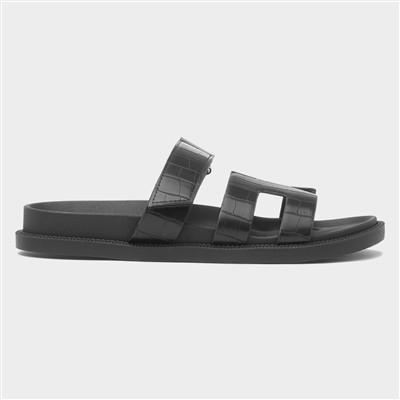Louise Womens Black Crocodile Print Sandal