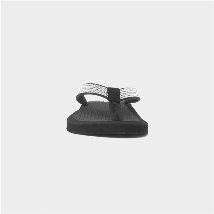 Womens Black Beaded Toe Post Sandal