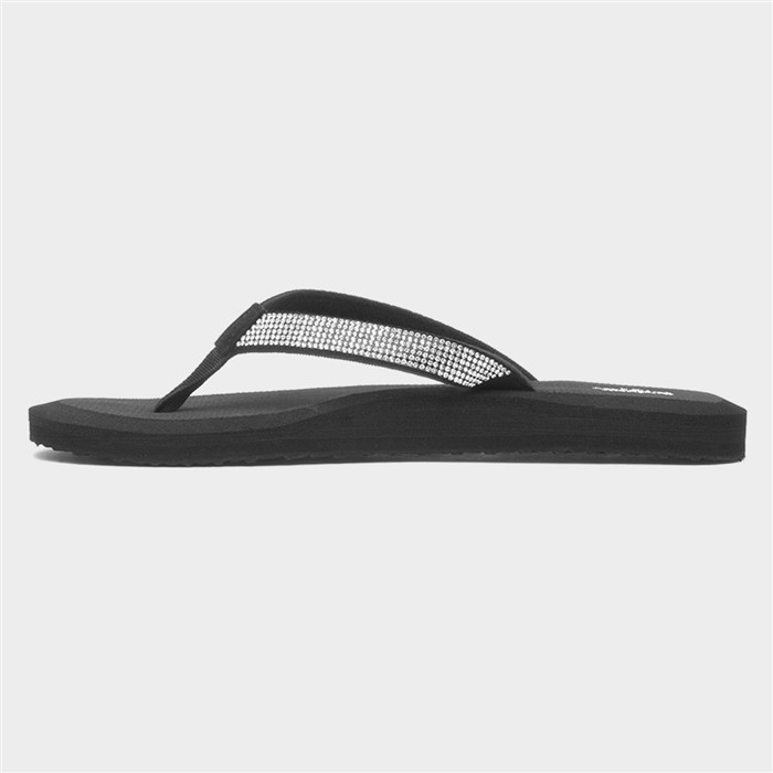 Womens Black Beaded Toe Post Sandal