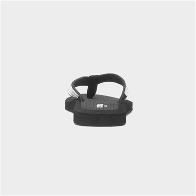 Womens Black Beaded Toe Post Sandal