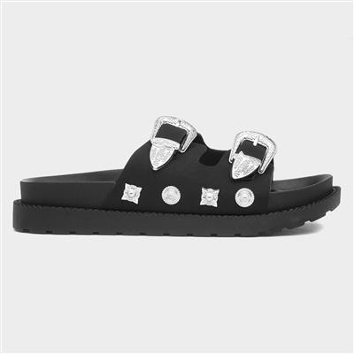 Teresa Womens Black Slip On Sandals