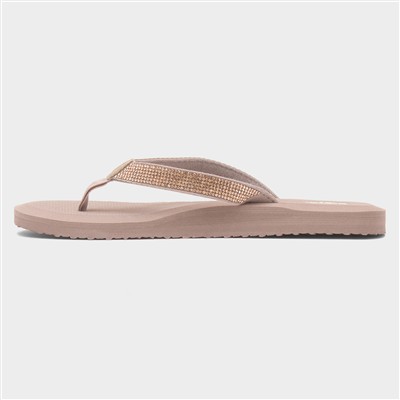 Womens Nude Beaded Toe Post Sandal