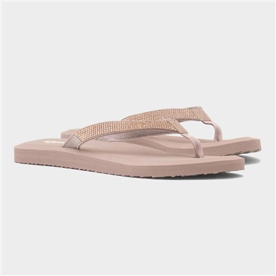 Womens Nude Beaded Toe Post Sandal