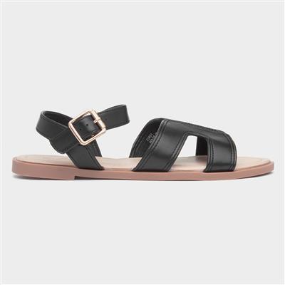 Christina Womens Black Flat Sandal