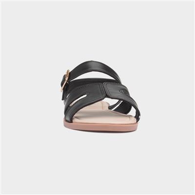 Christina Womens Black Flat Sandal