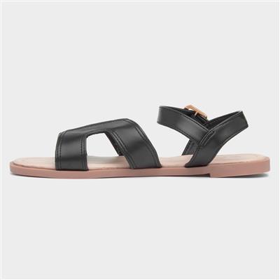 Christina Womens Black Flat Sandal