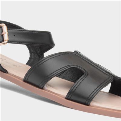 Christina Womens Black Flat Sandal