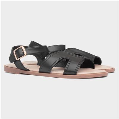 Christina Womens Black Flat Sandal