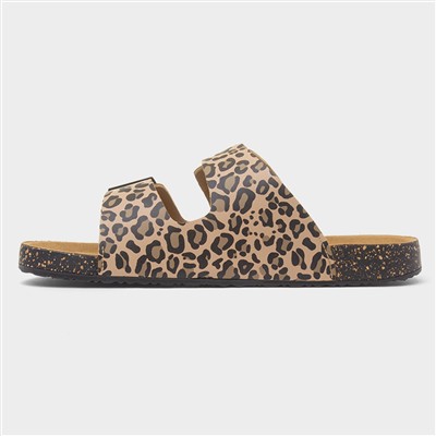 Womens Multi Double Buckle Leopard Sandal