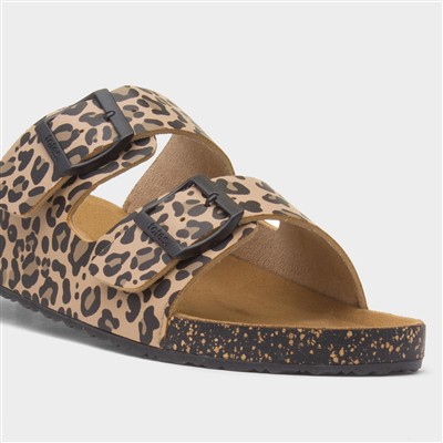 Womens Multi Double Buckle Leopard Sandal