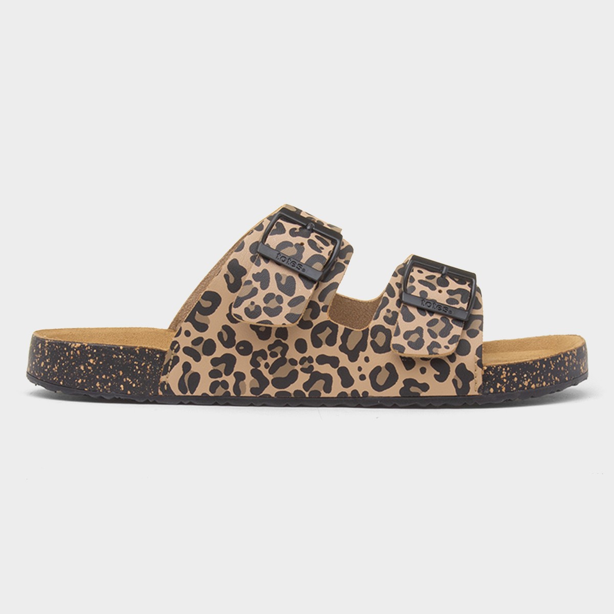 Womens Multi Double Buckle Leopard Sandal