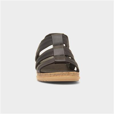 Eden Womens Black Leather Sandal