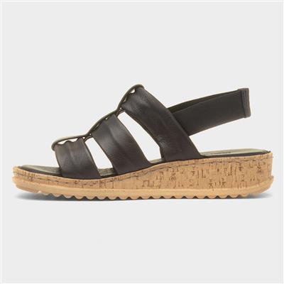 Eden Womens Black Leather Sandal