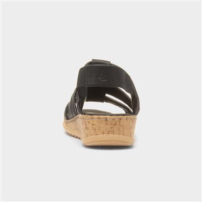 Eden Womens Black Leather Sandal