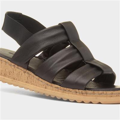 Eden Womens Black Leather Sandal