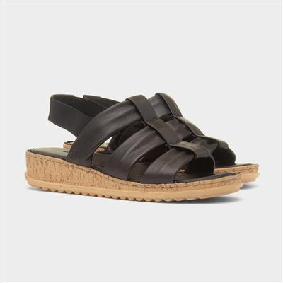 Eden Womens Black Leather Sandal