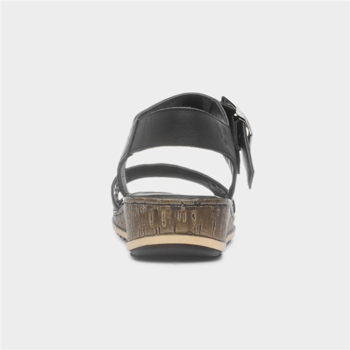 Ellie Womens Black Leather Sandal