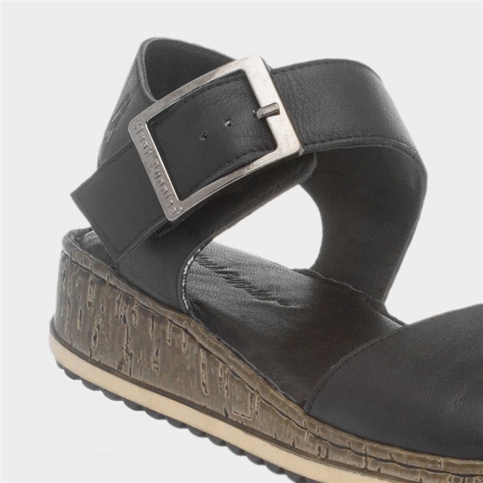 Ellie Womens Black Leather Sandal