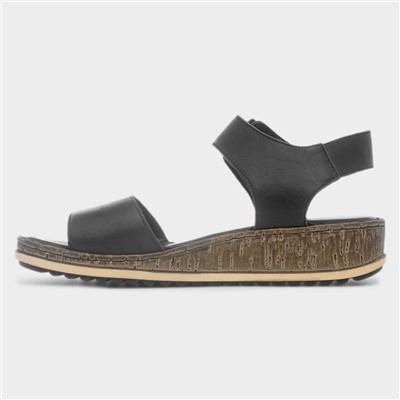 Ellie Womens Black Leather Sandal