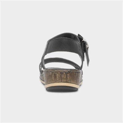 Ellie Womens Black Leather Sandal